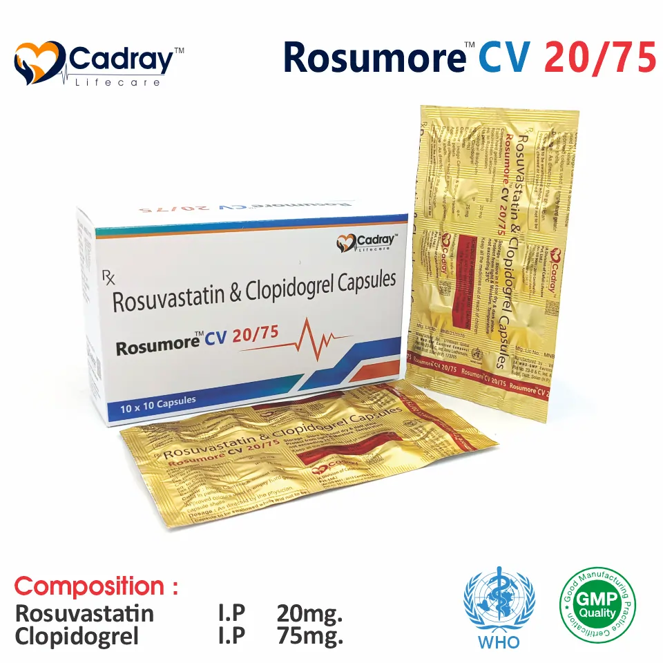 Rosuvastatin 20mg + Clopidogrel 75mg | Cardiac Segment | Best Price for PCD Pharma Franchise